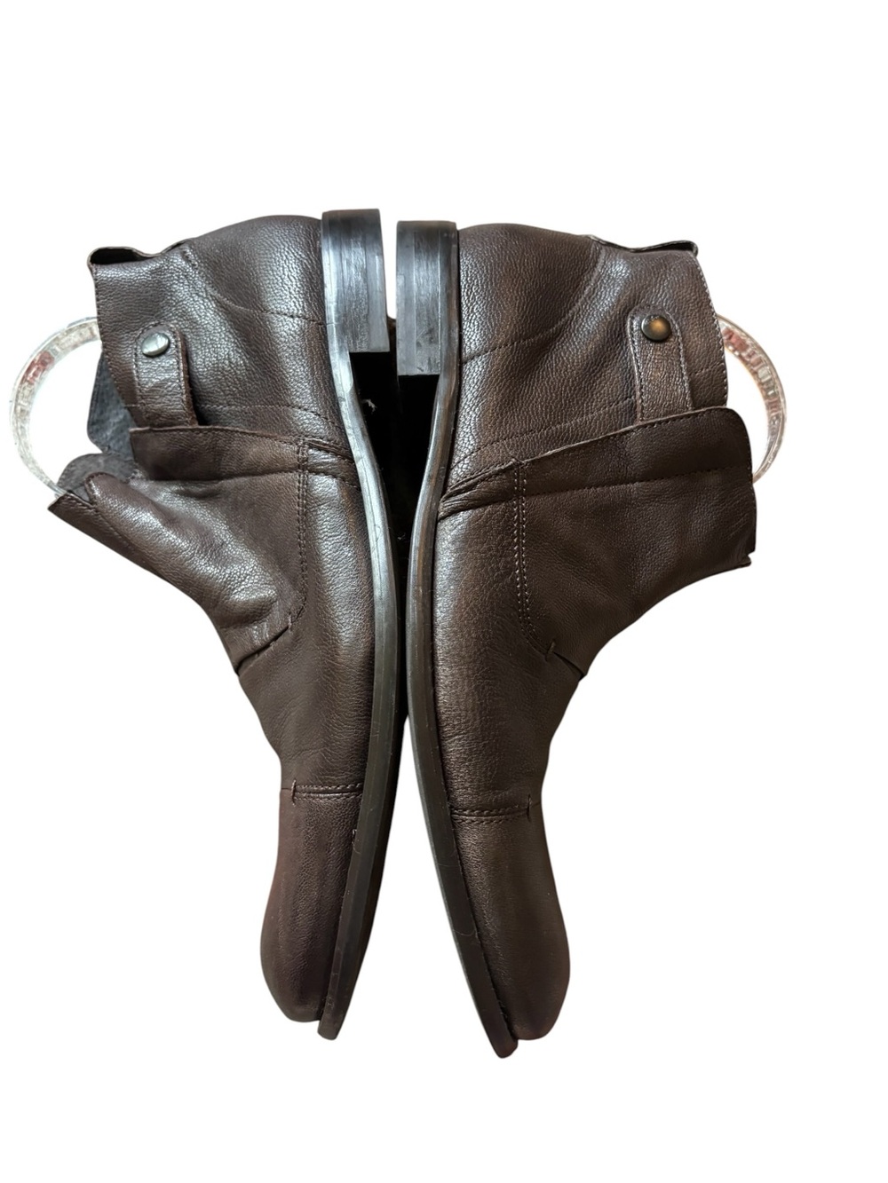 John Varvatos dark brown leather side zip ankle boots - Picture 3 of 8